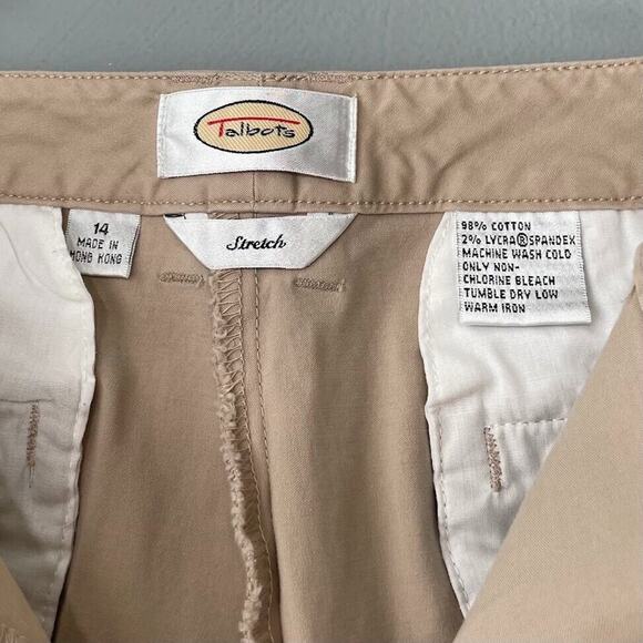 Talbots Size 14 High Rise Stretch Khaki Pants Classic Wide Leg 90s Minimalist - Picture 6 of 6